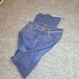 Lucky & Blessed Women's Jeans Size 6 Dark‎ Wash Denim Flare Leg Frayed Hem
